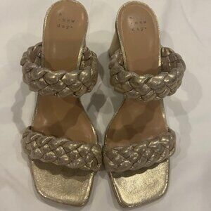 A New Day - Gold Metallic Braided Heels Size 8.5